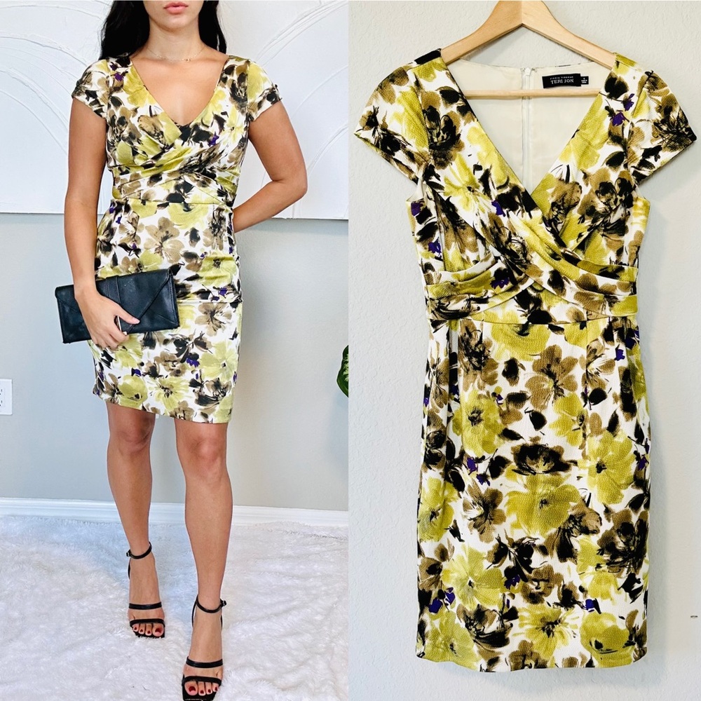 Rickie Freeman Teri John Floral Silk Dress